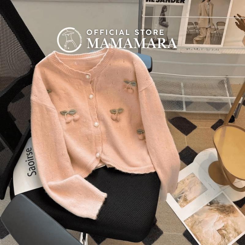 MAMAMARA - Cardigan Rajut Wanita Cherry Sweater Atasan Top Knit Halus Knitwear Pastel 2