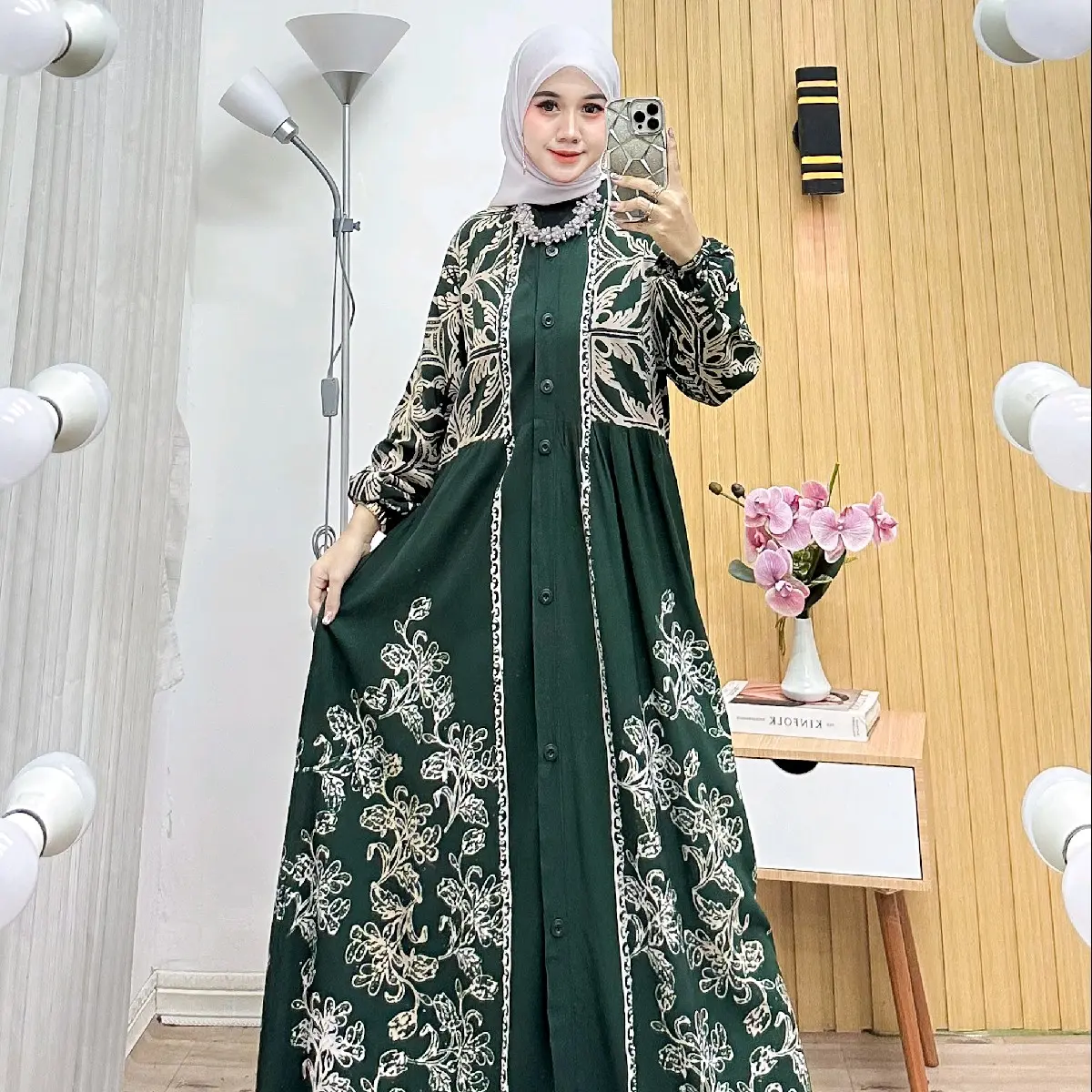 gamis rayon twill gamis batik cap cetak gamis rayon premium Motif gamis batik busui Baju Cantik