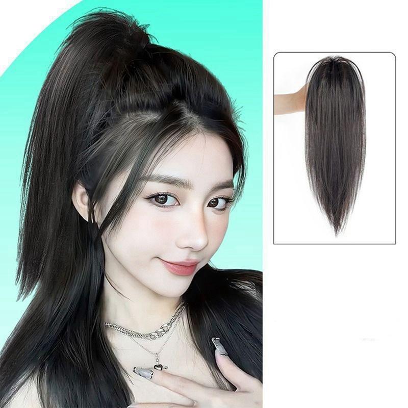 High Ponytail Wig Curly Ponytail Hair With Claw Clip Straight Ponytail Bun Wig Hairpieces For Women 7