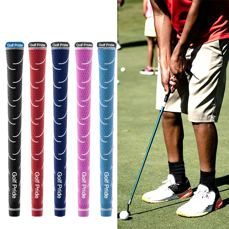 Grip Golf Club Pegangan Stik Golf PU Anti Slip Universal Grip Tongkat Golf Putter Wood Iron Pria Wanita Hitam Merah
