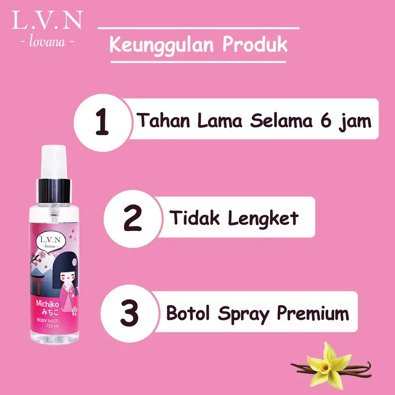BUNDLE 2 !! Lovana Body Mist Michiko 125ml isi 2 pcs - Parfume Wangi Vanila Perfume 3
