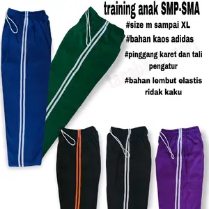 Celana Training Olahraga Anak Sekolah SMP/SMA Laki Laki Perempuan Model Los Bahan Tebala Elastis Senam Joging Sport Outdoor Size M hingga XL Pinggang Karet Tali Pengatur Bahan Lembut Elastis tidak Kaku