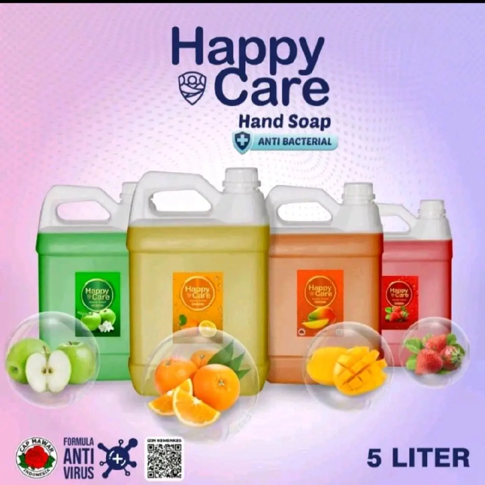 Happy Care Hand Soap 5000ml Aroma Kuning Jeruk Sabun Cuci Tangan Anti Bakteri & Virus Formula Terlaris