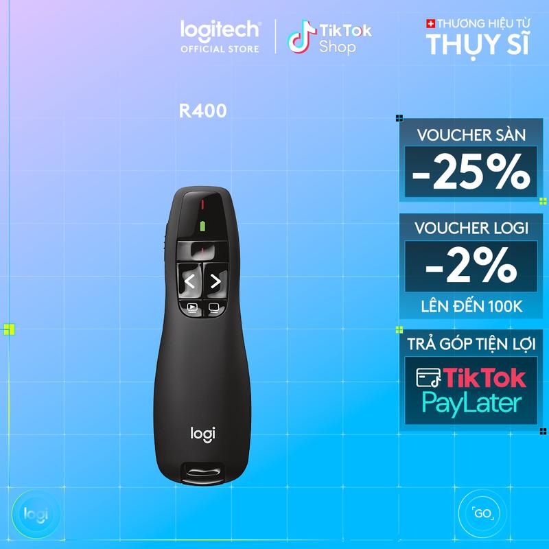 Bút trình chiếu từ xa Logitech R400 - Không dây USB 15m, nút bấm tiện lợi