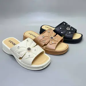Size 37-40 7003-5 Sandal Wanita Wedges Sol Tebal Sandal Slip On Karet Lentur