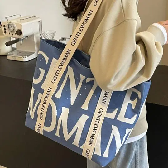 Canvas Bag, GENTLEWOMAN, Soft and Large Capacity, for Women, with Zipper, Fashion, Suitable for Tote Bag, Totebag