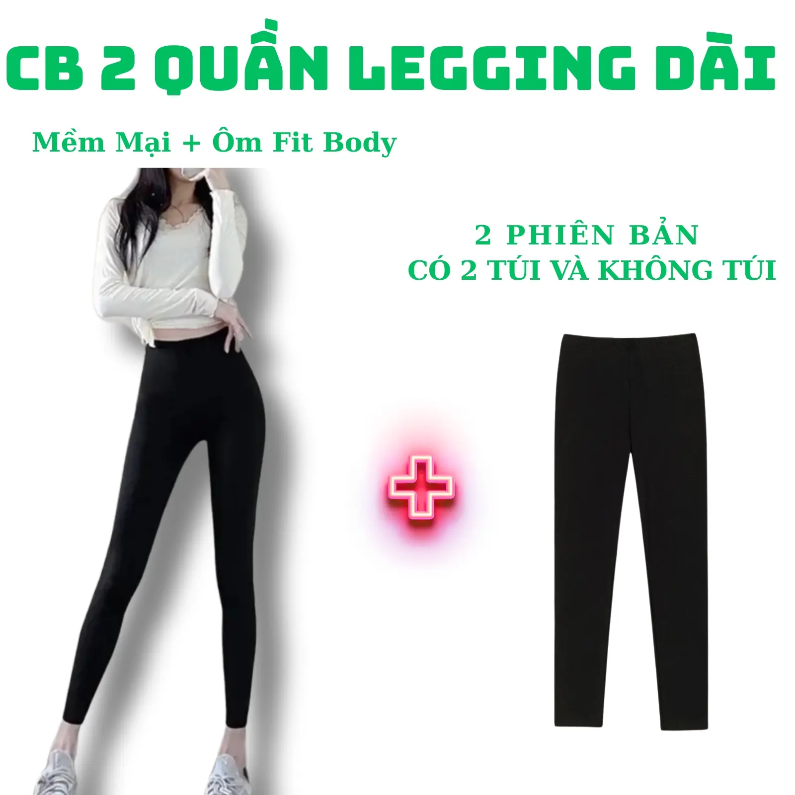 Combo 2 Quần legging dài nữ ôm body lưng cạp cao trẻ trung màu Đen Cotton Women Co giãn size S -2XL tập gym thể thao không lộ MU