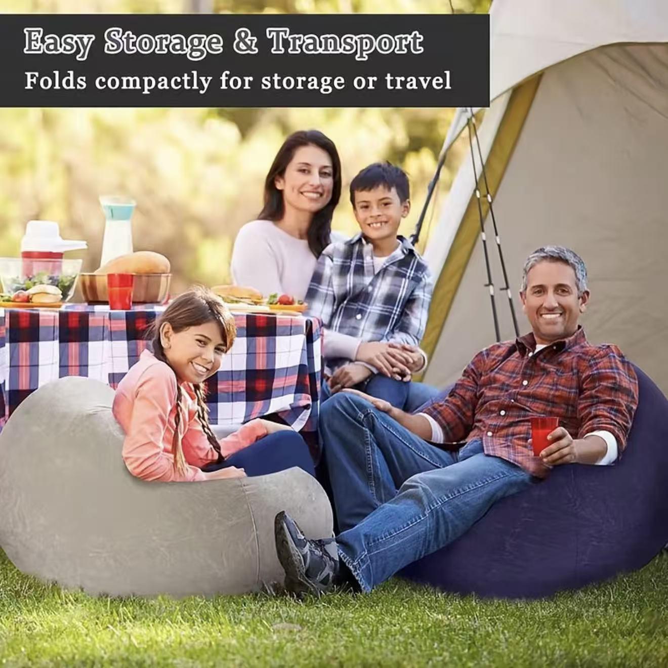 Cutebaby Bag Dewasa Single Sofa Minimalis Sofa Millenial Bean Bag Portabel Sofa Empuk Ultra Bentuk Bulat Untuk Kamar Asrama Luar Ruangan Furniture Sofa tiup Pompa Gratis