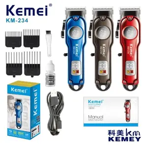 Kemei KM-234 Hair Clipper Alat Cukur Rambut KM 234 Metal Body LCD Display Elektrik Mesin Box Kumis
