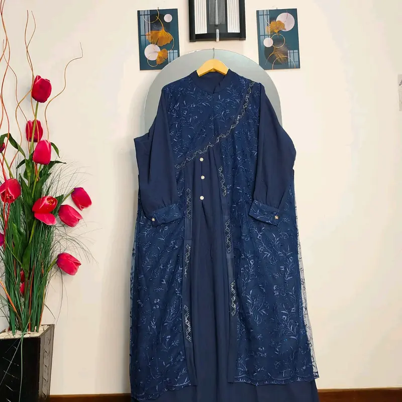Yolanda Dress/Gamis Kondangan/Gamis Pesta mewah bahan Crinkle mix brukat tile#3 ukuran#Pj 138# 1