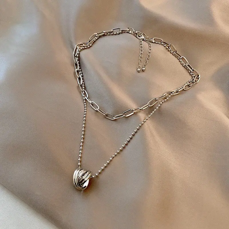 Kalung Titanium 2 Layer Anti Karat Peperclip Korea Elegan 6