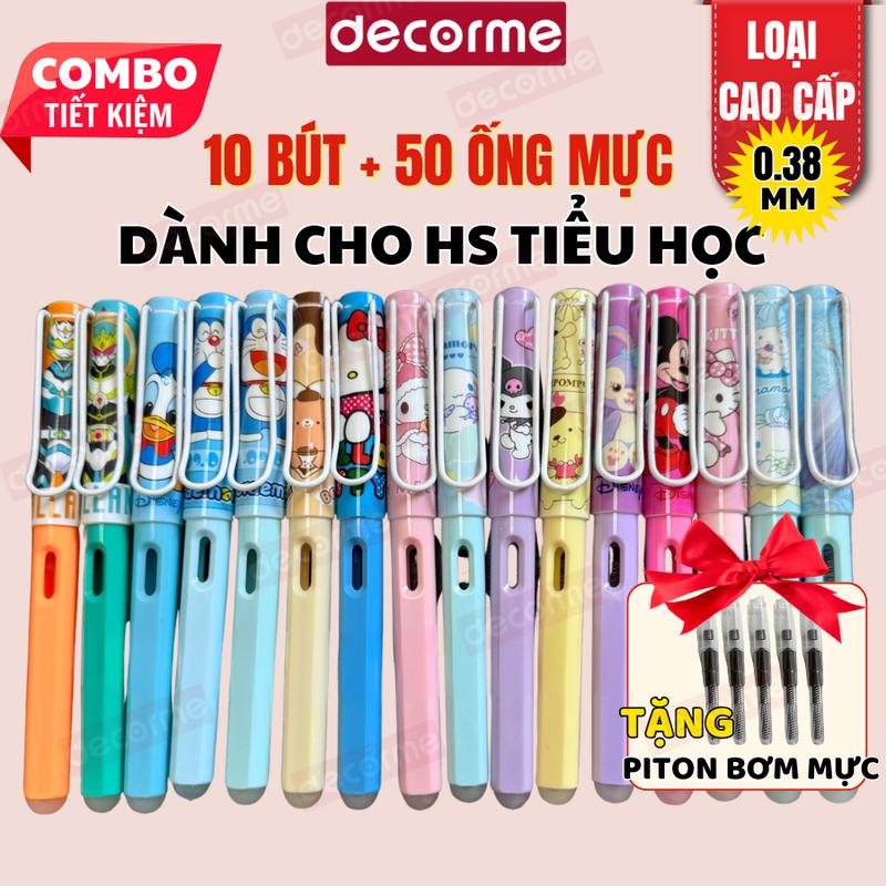 Tặng piton 10 bút + 50 ngòi bút máy xóa được Decorme thân nhỏ ngòi mài 0.38mm viết êm trơn mượt bút máy hoạt hình xinh xắn đáng yêu