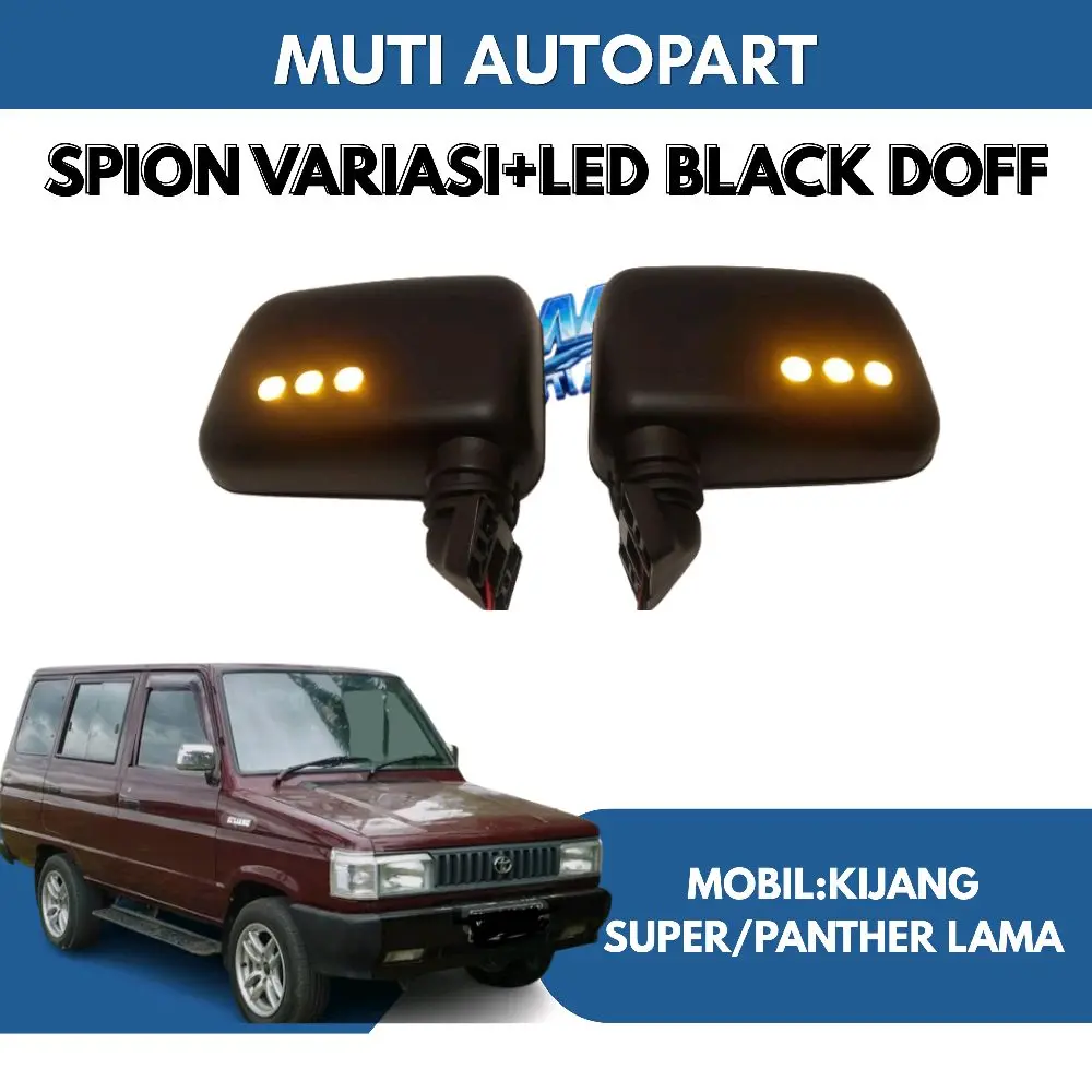 MUTI AUTOPART Spion Variasi LED Black Doff untuk Mobil Kijang Super/Panther Lama dengan Desain Modern dan Fungsi LED