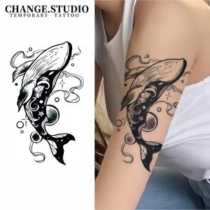 Hình Xăm Tạm Thời, Thiết Kế Hình Cá Voi, Kéo Dài Trong 15 Ngày, Không Thấm Nước Và Chống Trơn Trượt, Miếng Dán Hình Xăm