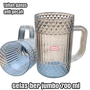 Gelas gagang Jumbo 700 ml tahan panas anti pecah