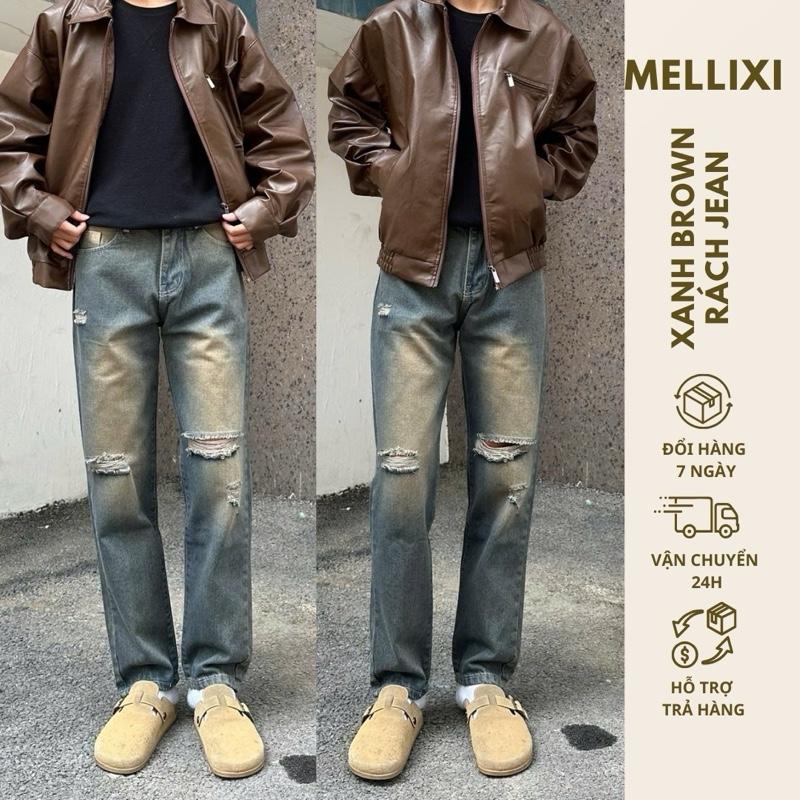 Quần jean nam xuông ống rộng quần jean nam phong cách trẻ trung năng động Pants Menswear Có Túi