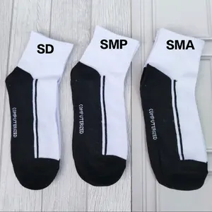 6 Pasang Kaos Kaki Anak Sekolah Pendek Hitam Putih Unisex Tebal Sport Wanita Pria Katun Cowok Nyaman Fashion