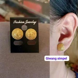 giwang / anting / sumpel bali model pasir alpaka lapis emas
