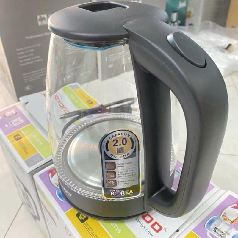 1. Ấm siêu tốc thủy tinh 2.0 L cao cấp công suất 1500w bình siêu tốc trong suốt cường lực đèn led tự ngắt khi sôi