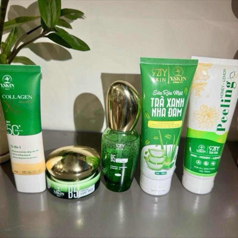  Combo 5 sản phẩm dưỡng da cơ bản của Y.SKIN   Tẩy da chết - Sữa rửa mặt - Serum - kem face - Kem chống nắng  tặng ngay 10 mặt nạ thạch - 2 sản phẩm mini. 