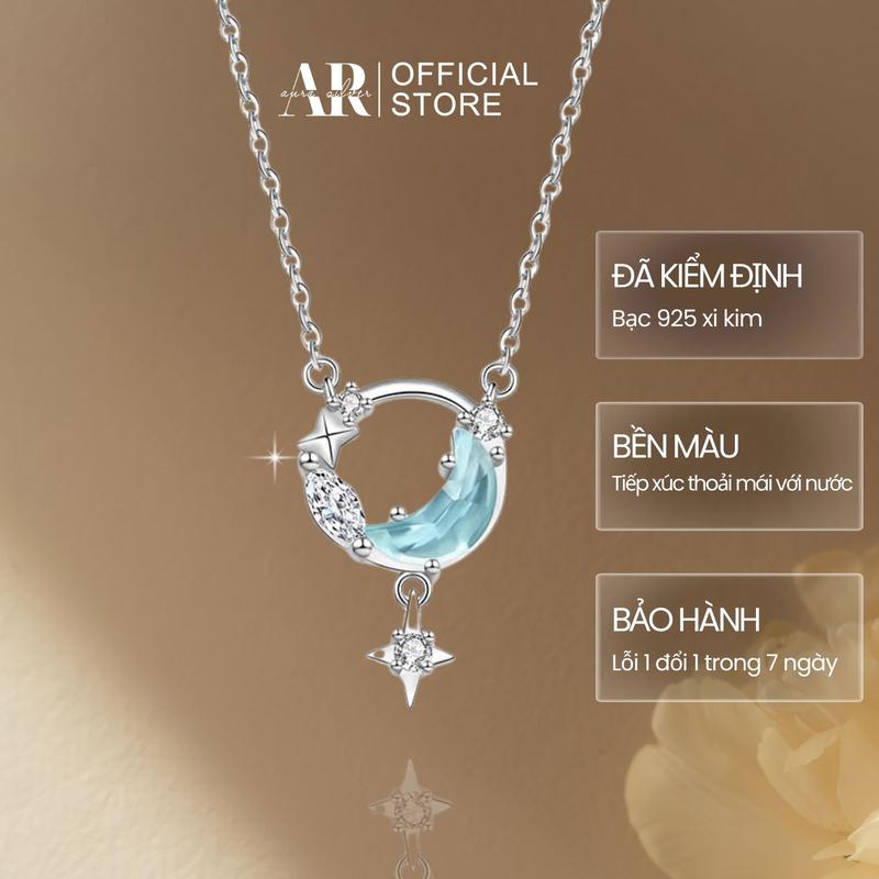 Dây chuyền bạc 925 vòng cổ Moon Stars-dc39 