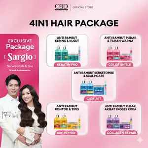 [TOP SELLING] [4IN1] CBD Keratin Pro/Color Shield/Collagen Repair/Bio+ Peptide/Cica+ Vit Shampoo + Conditioner + Hairmask 250gr + CBD Figo Hair Spray 8ml - Haircare Creambath Perawatan Rambut Kering Kusam Rontok Membersihkan Melembutkan Vitamin Wangi