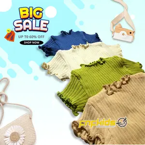 JISOO TEE Baju rajut Anak Perempuan Lengan pendek Korea Fashion kids