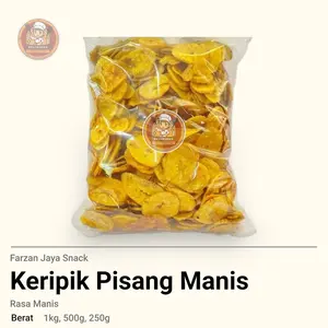 Farzan Jaya Snack Cemilan Kripik Pisang Manis 1 Kilogram Snack Food Rasa Manis Khas Cocok Sebagai Camilan Santai atau Hadiah