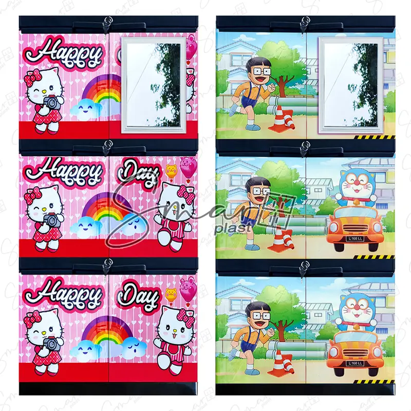 LEMARI PLASTIK 3 SUSUN TINGKAT MINI KACA CERMIN FULL KUNCI KABINET KARAKTER ANAK PORTABLE RAK BAJU PAKAIAN SERBAGUNA MULTIFUNGSI MURAH KOKOH AWET DMK 0