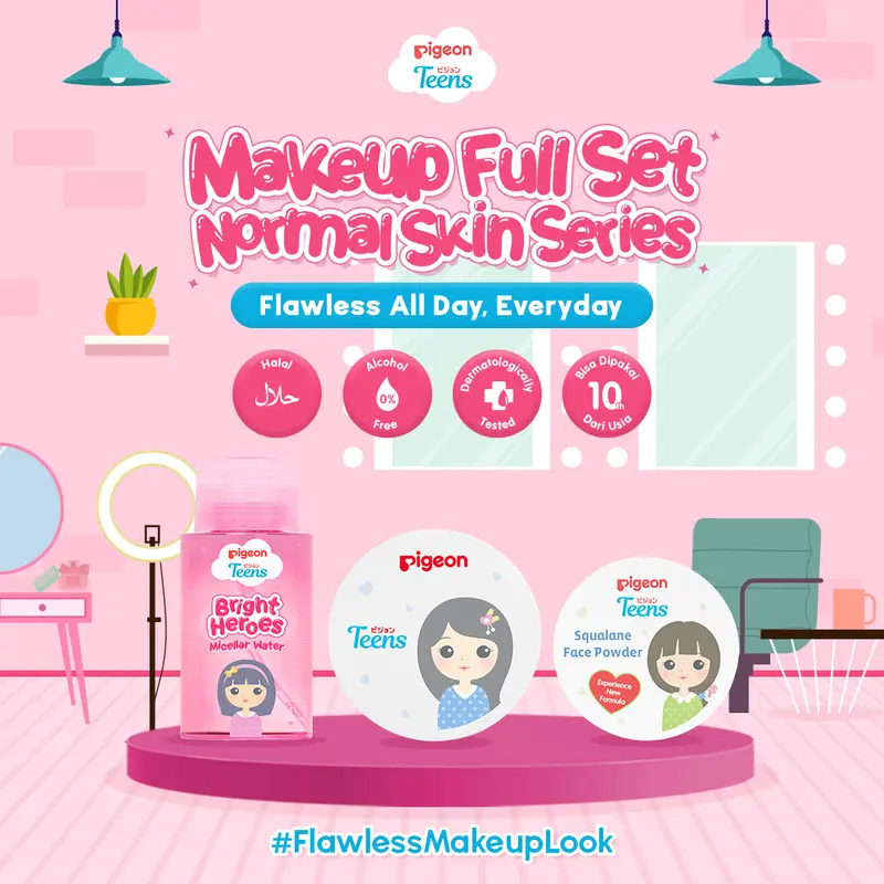PIGEON TEENS MAKEUP FULL SET | Makeup Kit Remaja| Bedak dan Micellar Water Remaja| Untuk Semua Jenis Kulit 2