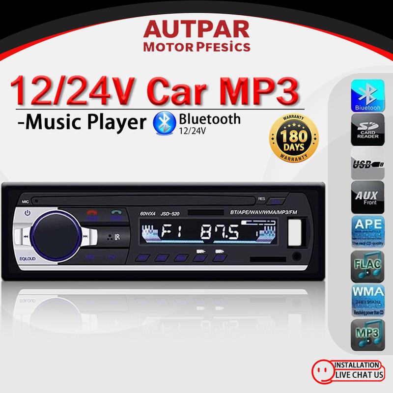 Bluetooth trên ô tô Máy nghe nhạc rảnh tay Hỗ trợ Bluetooth USB SD Âm thanh MP3 Đài FM trong vô lăng 1 Din Có sẵn trong kho Đài FM