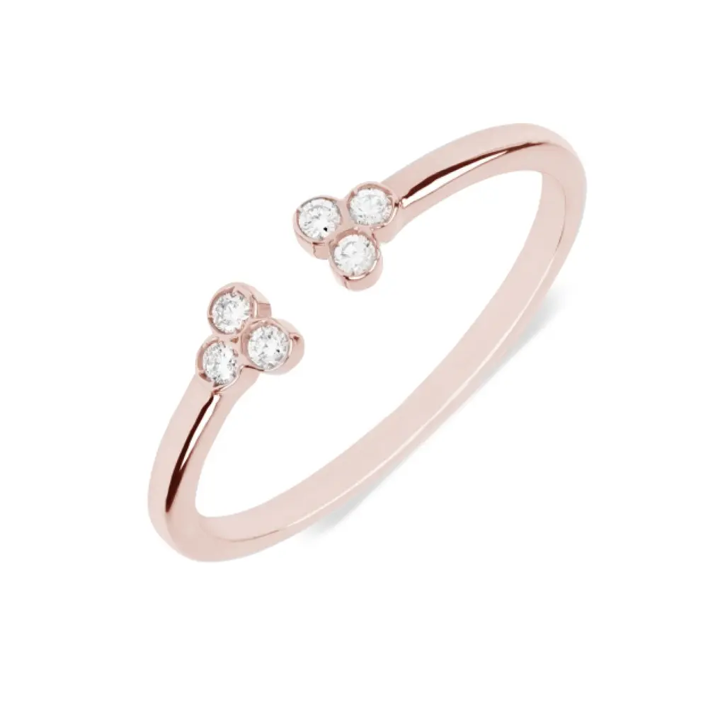 Michael Trio Tripeony Dainty Ring in 14K Rose Gold