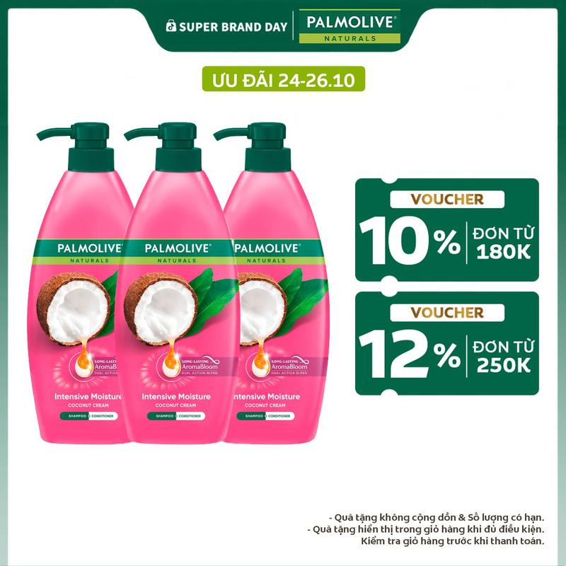 Bộ 3 dầu gội Palmolive Naturals chiết xuất thiên nhiên Chăm Sóc Tóc và Dưỡng Tóc bồng bềnh 600ML x2 phù hợp cho Nữ và Nam