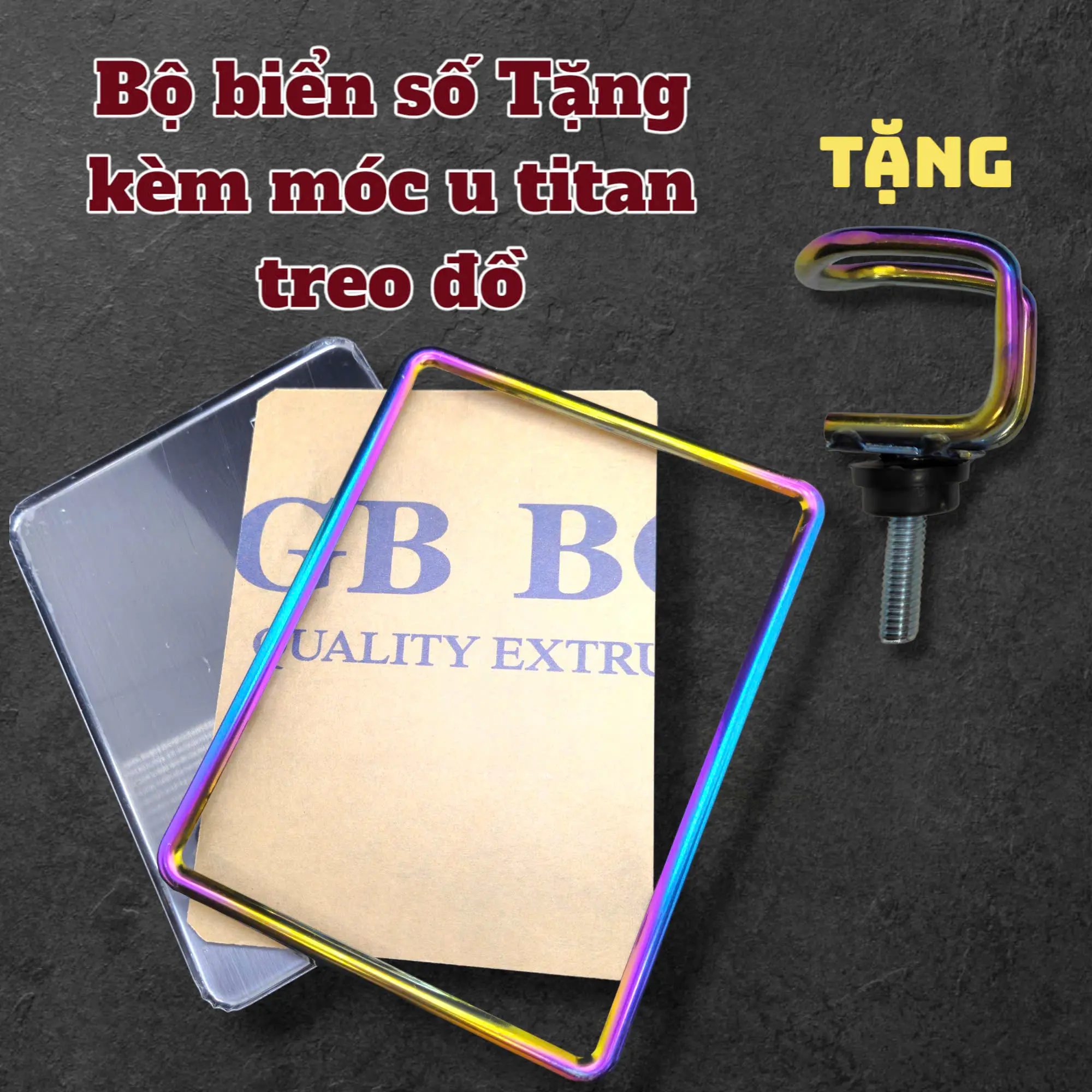 Khung biển số xe máy xi titan tặng kèm móc chữ u treo đồ xe Phụ Kiện Phụ Tùng xe máy