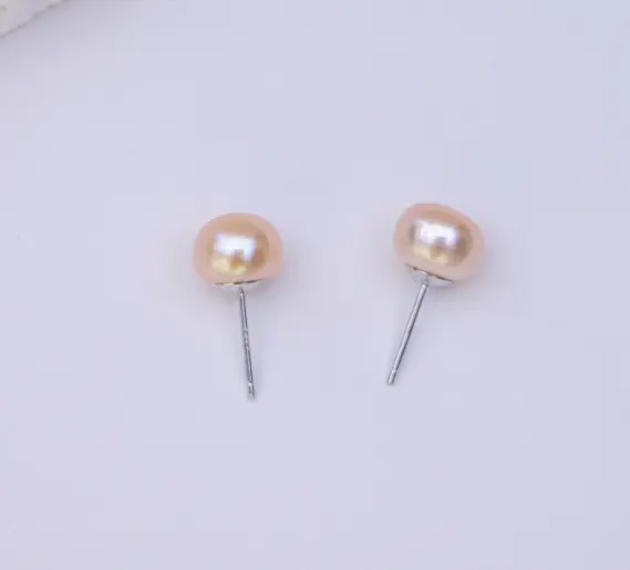 ZH13347 [S925 Silver] Accessories: Freshwater seedless pink pearl earrings 7-8mm