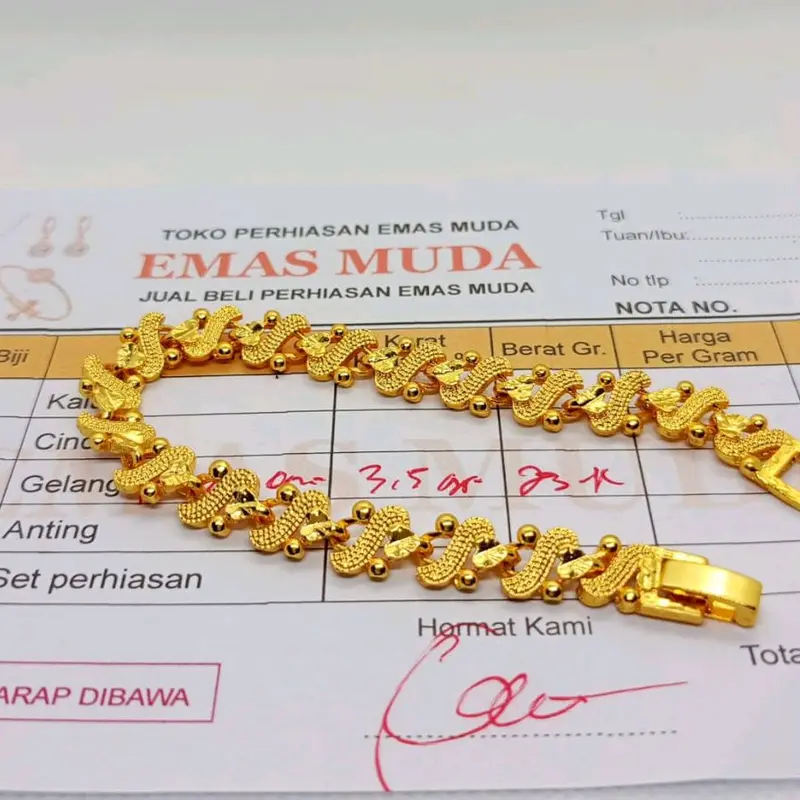 Gelang tanggan hongkong emas muda free surat toko perhiasan 0