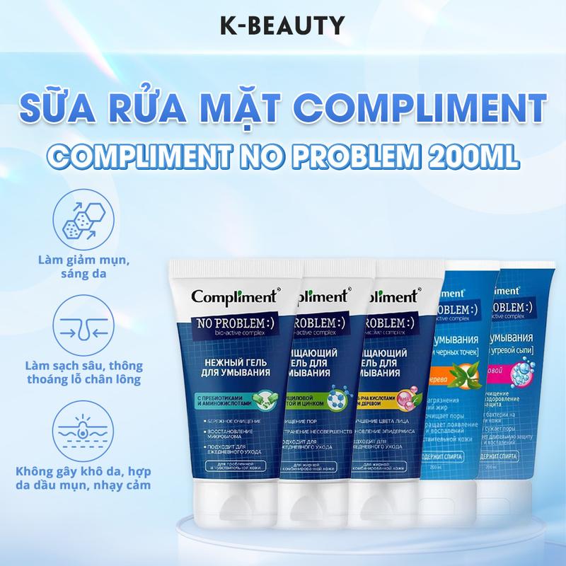 Sữa Rửa Mặt Compliment No Problem Sạch Sâu Dịu Da Không Căng Tức Da Giảm Dầu Dành Cho Mọi Loại Da 200ml