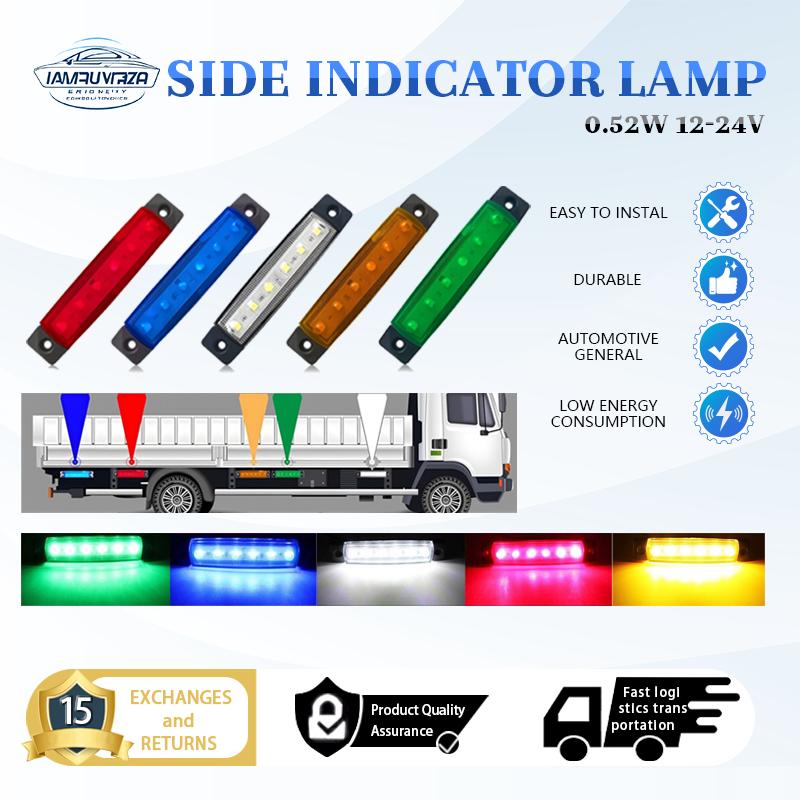  Đèn LED ô tô Đèn báo chỉ báo bên hông xe kéo xe tải 24V 6 đèn SMD Thích hợp cho xe tải xe tải xe buýt đèn đuôi cảnh báo phía sau rõ ràng 