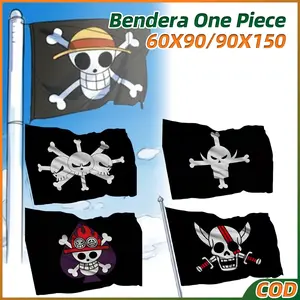 Bendera One Piece Terbaru 2026 Kain Bendera Luffy Besar Kecil Printing HD One Piece Ukuran 90x60 & 150x90cm Bendera One Piece 5 Model Satin Polyester Bendera One Piece