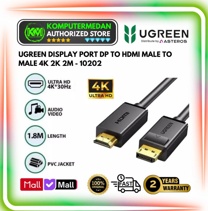 Gambar Kabel Display Port to HDMI UGREEN DP TO HDMI Cabel 2M 10202 - Black dari KomputerMedan OS Kota Medan Tokopedia