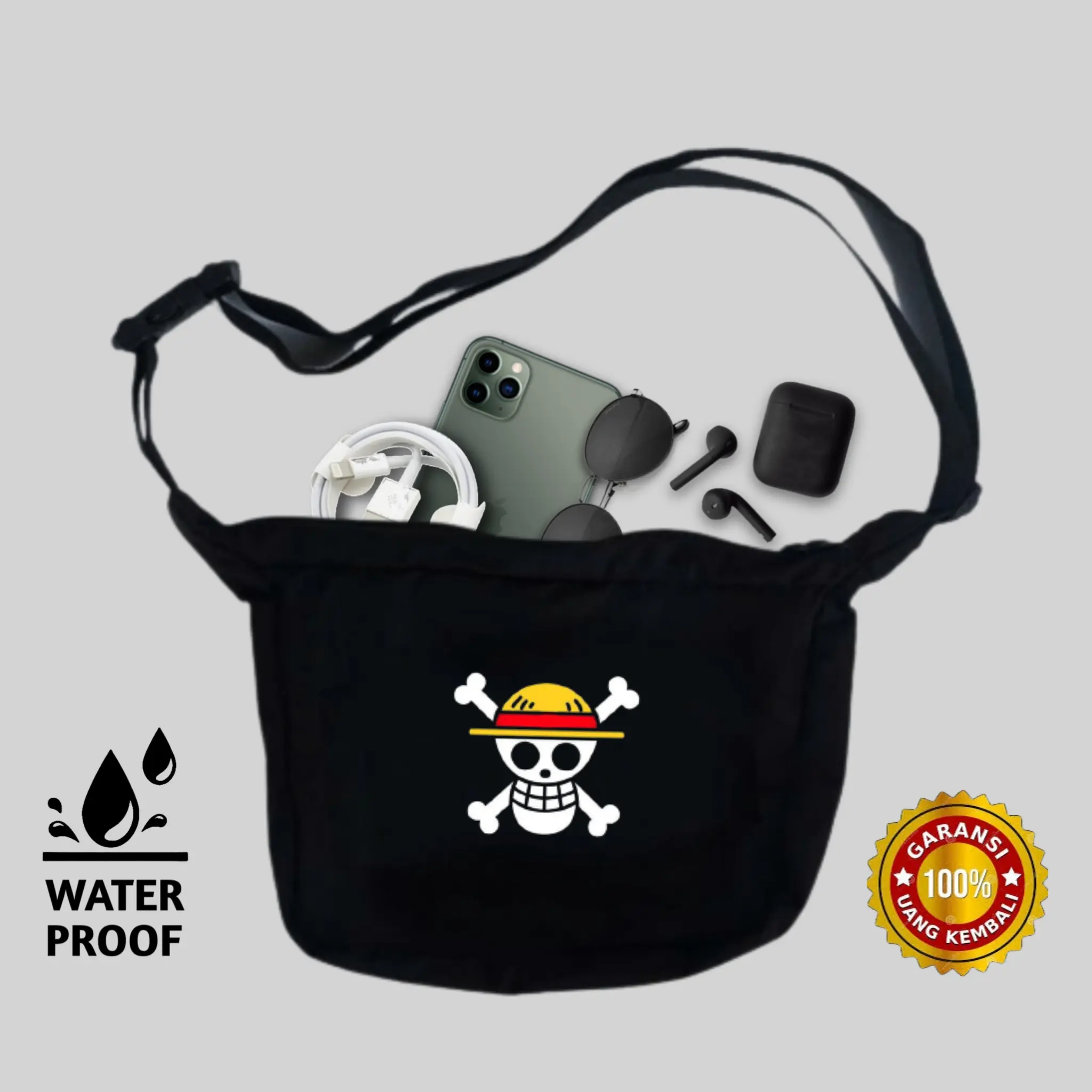 Tas Selempang Anime One Piece Crew Mugiwara - Stok Terbatas! (Pria) - Slingbag
