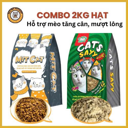 COMBO 2KG HẠT MIX VỊ cho mèo nhiều ruốc gà dầu cá bổ sung đủ chất hỗ trợ tăng cân giảm rụng lông mượt lông