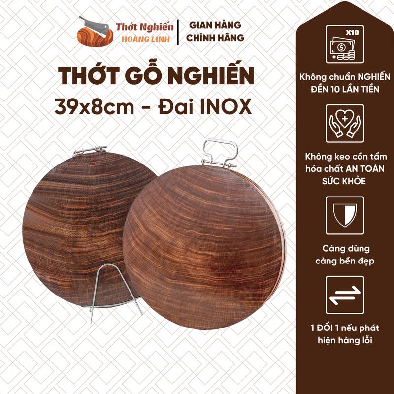 Thớt Gỗ Nghiến Size 39x8cm, Thớt Nghiến Đá Nguyên Mộc, Không Hoá Chất - Thớt Nghiến Hoàng Linh