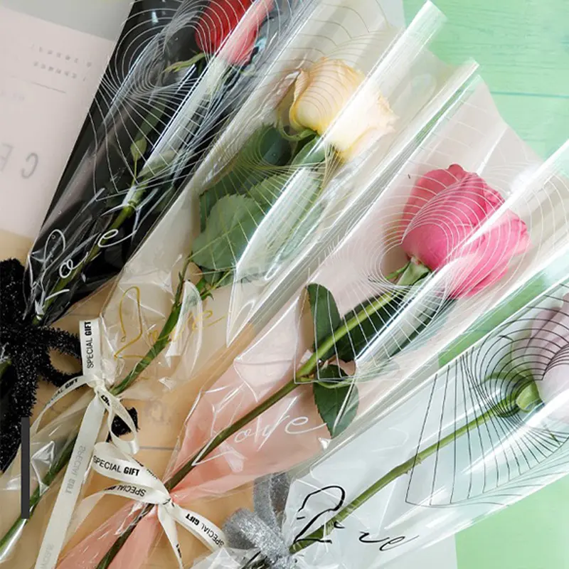 MGM 50 Lembar Plastik Bunga Mawar 1 tangkai Wrapping Plastik untuk Mini Buket Rose SF09 1