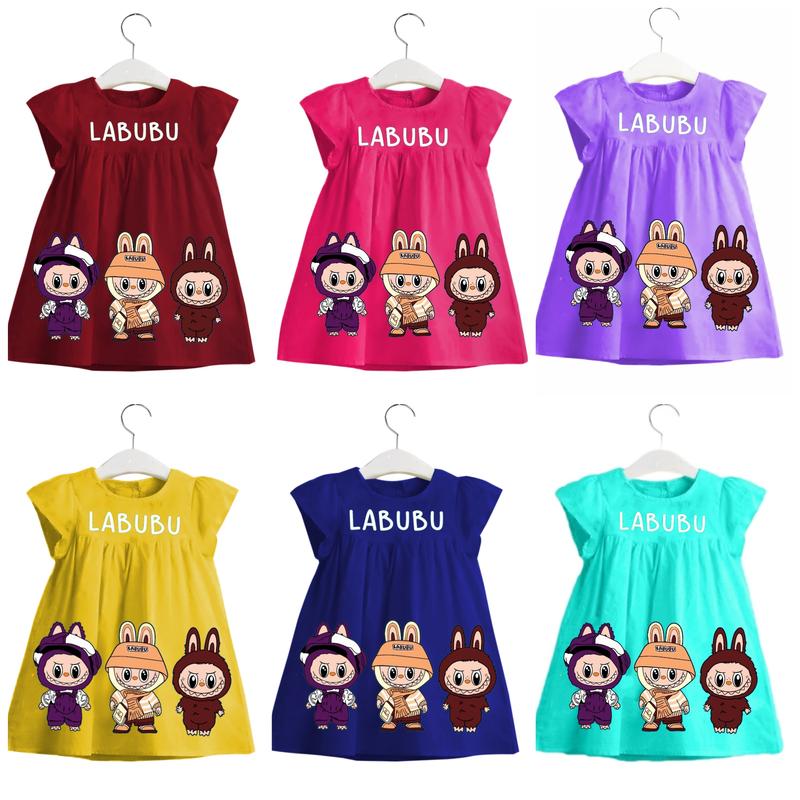 Pakaian Dress Anak Perempuan Gambar Sablon 1-3 Tahun - Fashion Katun Cewek Combed 7