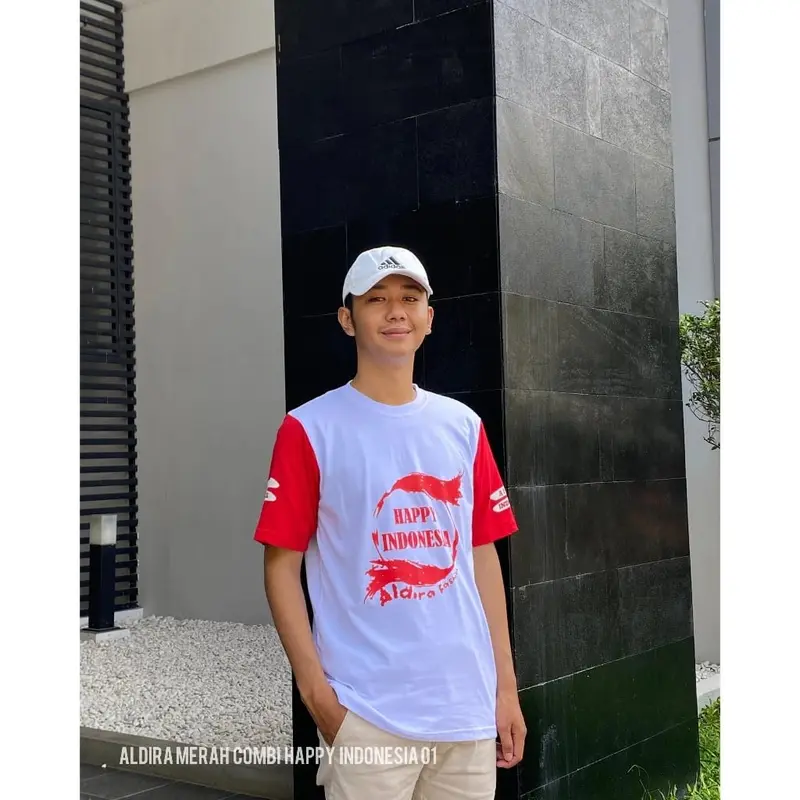 Kaos Oversize Kemerdekaan Happy Indonesia Combi putih merah Pakaian Baju Wanita 2