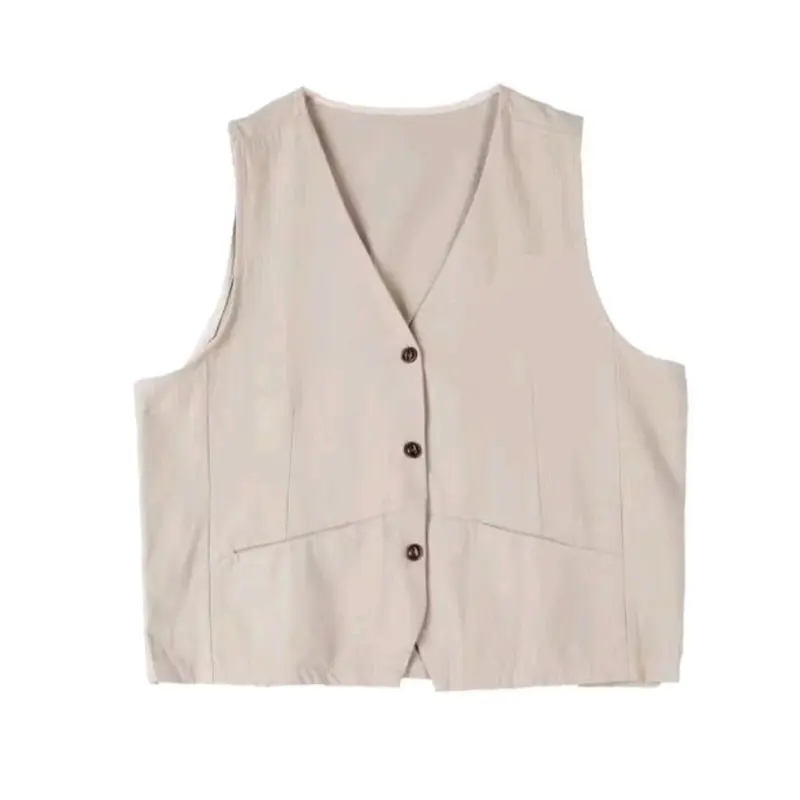 Devira Vest New Series Top Atasan Kemeja Rompi Wanita Basic Casual Daily Korean Style Matt Linen Rami OOTD Fashion Remaja Terlaris Outer baju wanita regular  viral Fit Nyaman Kamisol Crop 4