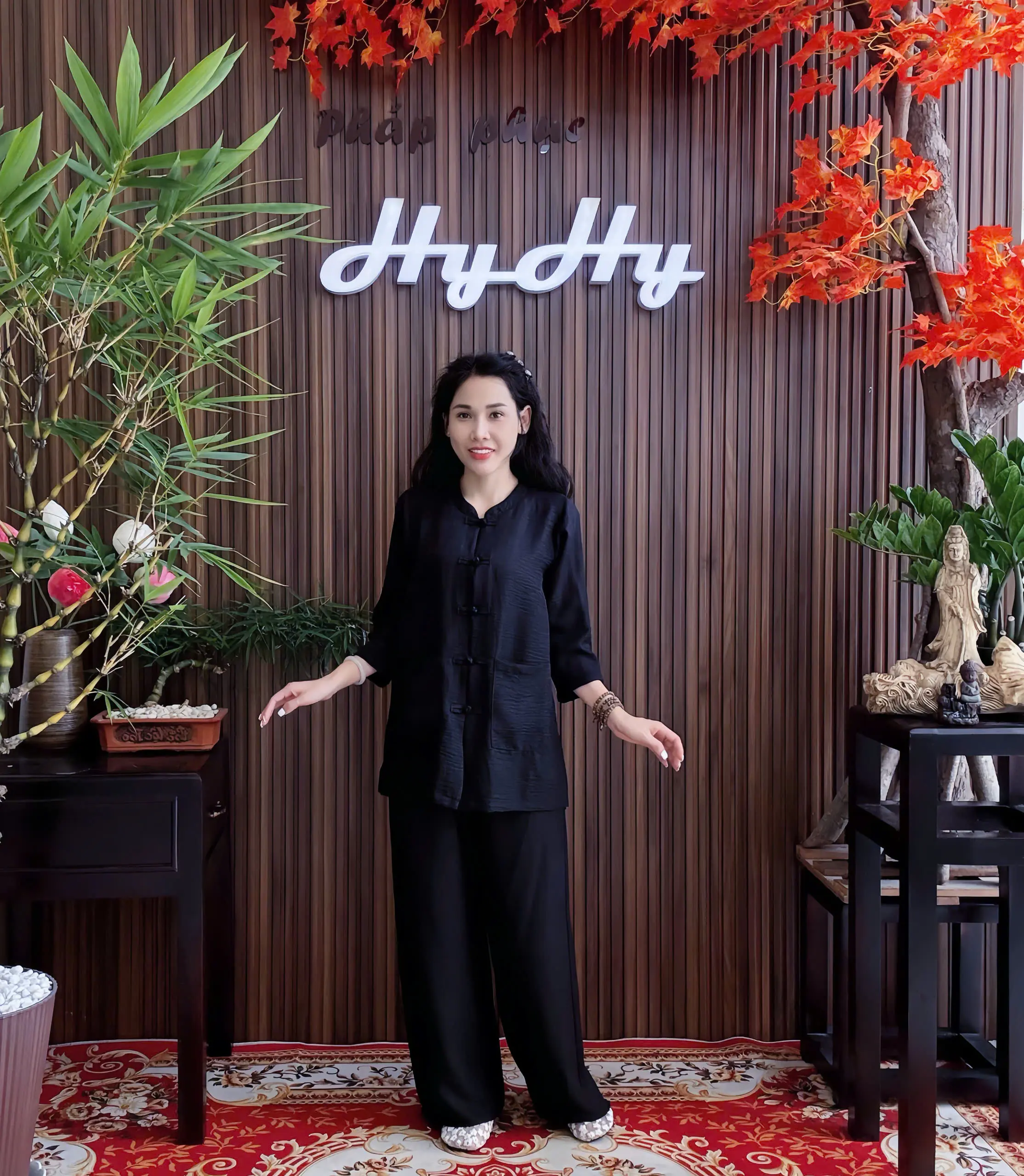 HyHy House - GIAI Ý Bộ Pháp Phục Lễ Chùa Nữ Bigsize Tay Lỡ Nút Cài Trang Nhã