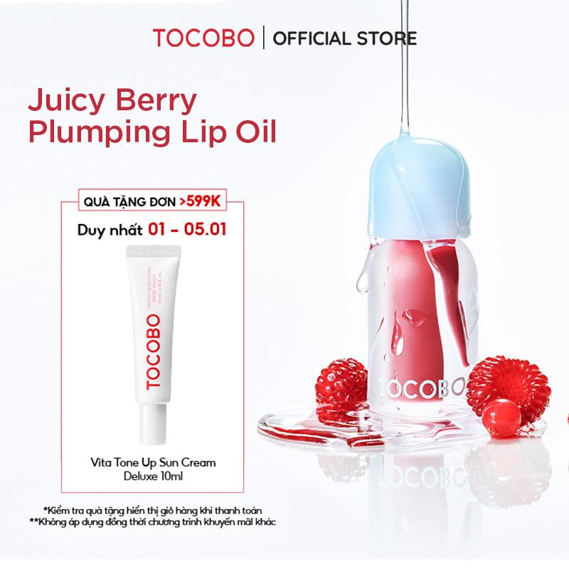  Son dưỡng môi có màu thuần chay Tocobo Juicy Berry Plumping Lip Oil 4gr 