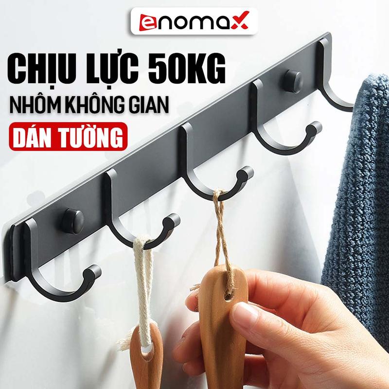 Móc treo quần áo nhà tắm Enomax đa năng dán tường treo đồ dùng phòng tắm. Chất liệu nhôm hàng không chống gỉ Eno R1